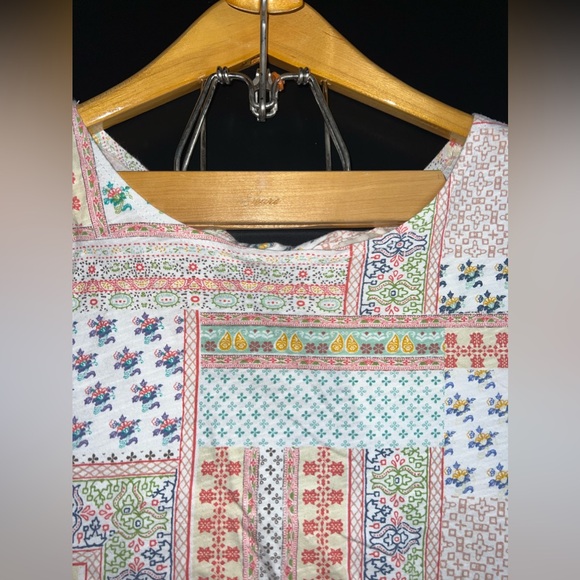 Anthropologie T.La Orange Boho Floral Twisted Cut Out Back Top Size Large GUC - Picture 4 of 7